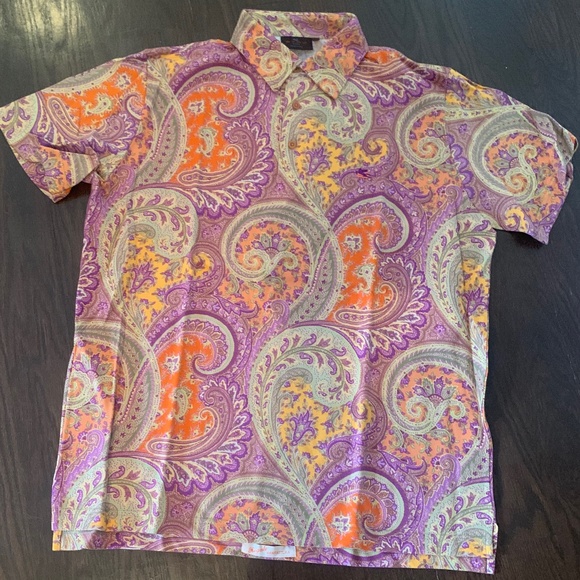 ETRO Men's short sleeves polo knit all over printed top - Picture 1 of 7